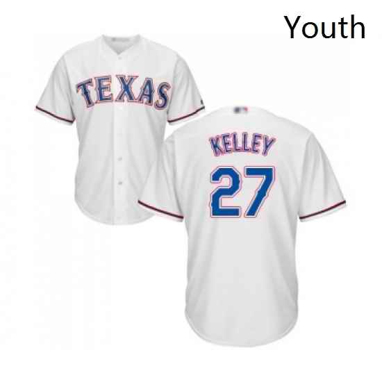 Youth Texas Rangers 27 Shawn Kelley Replica White Home Cool Base Baseball Jersey